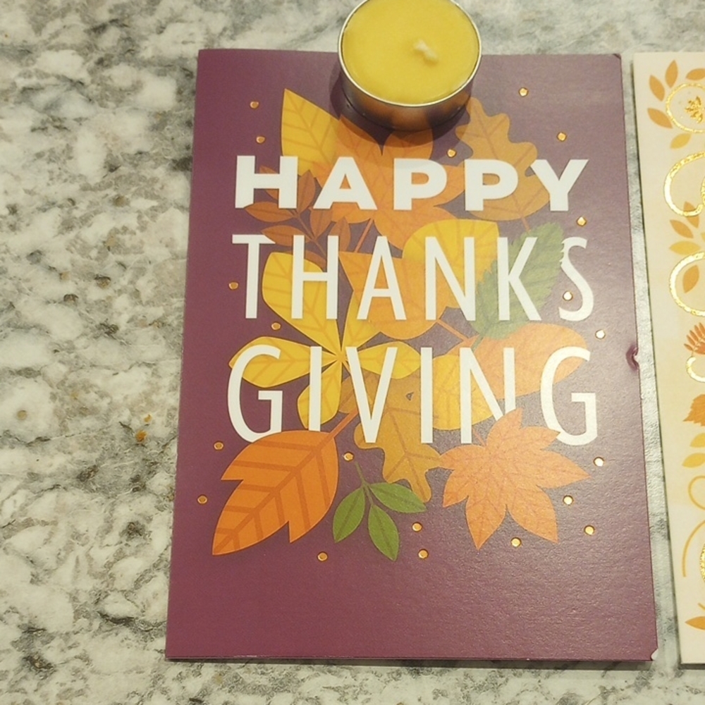 Autumn Leaves Thank You Card with Candle